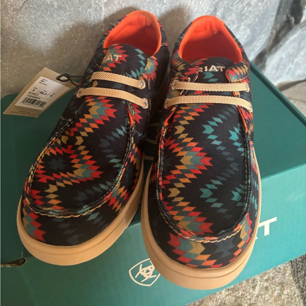 Ariat Youth Kid's Sz 5 Hilo Slip On Sneaker Shoe Blue Aztec